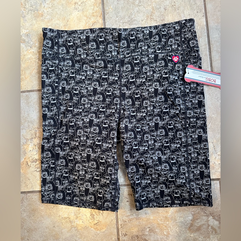 BOBS from Skechers Black Dog Print Shorts Biker Shorts
